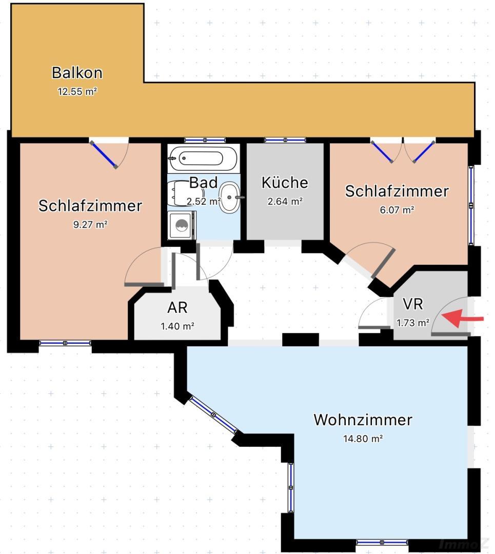 Wohnung zum Mieten: 8045 Graz - Grundriss-Skizze-umgestaltet
