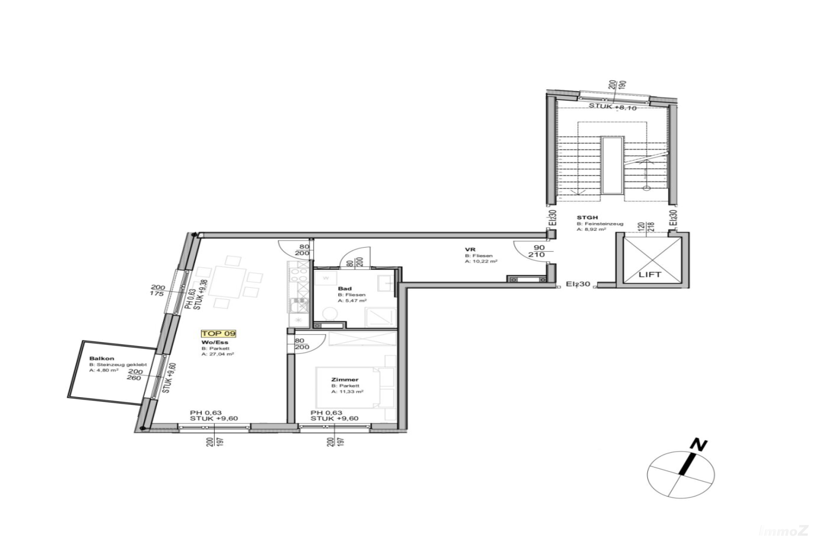 Wohnung zum Mieten: Keplerstraße 76, 8020 Graz - Grundriss Top 9