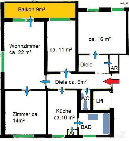 Wohnung zu mieten: 8010 Graz - Grundriss - Skizze